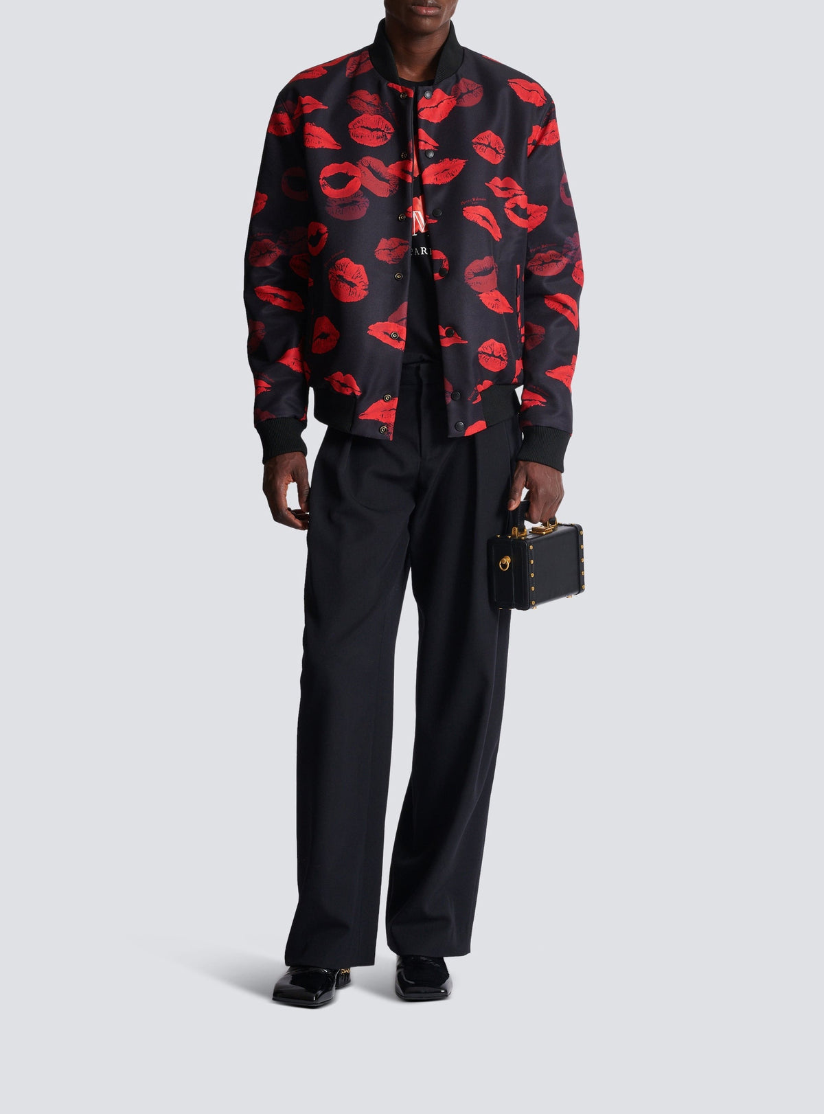 Reversible bomber jacket with kiss print - Black & Bright Red