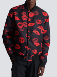 Reversible bomber jacket with kiss print - Black & Bright Red