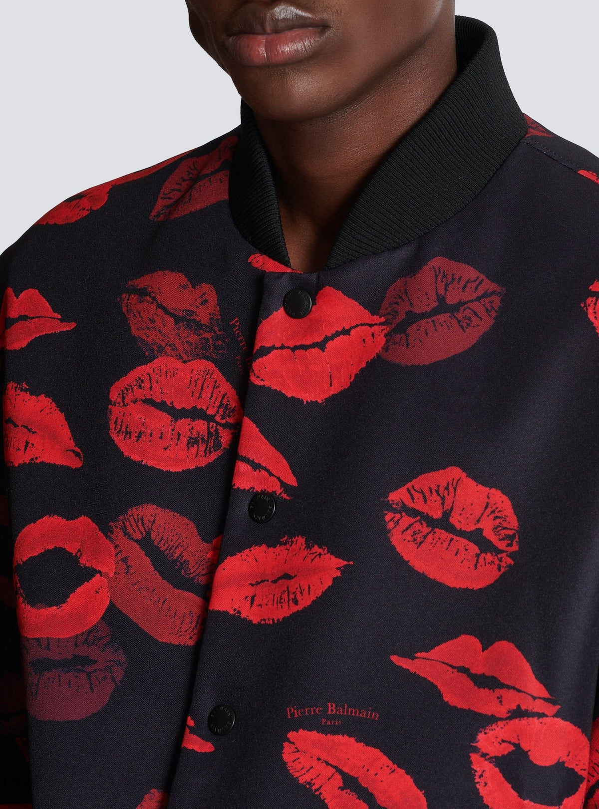 Reversible bomber jacket with kiss print - Black & Bright Red