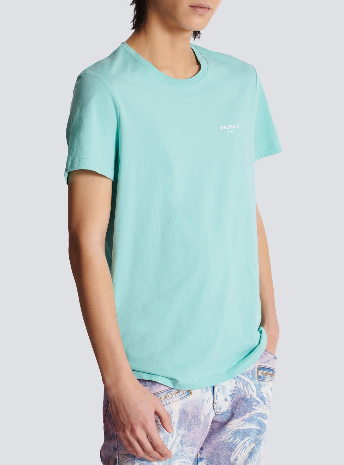 T-shirt à manches courtes floqué Balmain Paris - Bleu