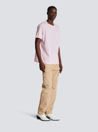 T-shirt ample avec broderie balmain signature - Rose Clair & Blanc