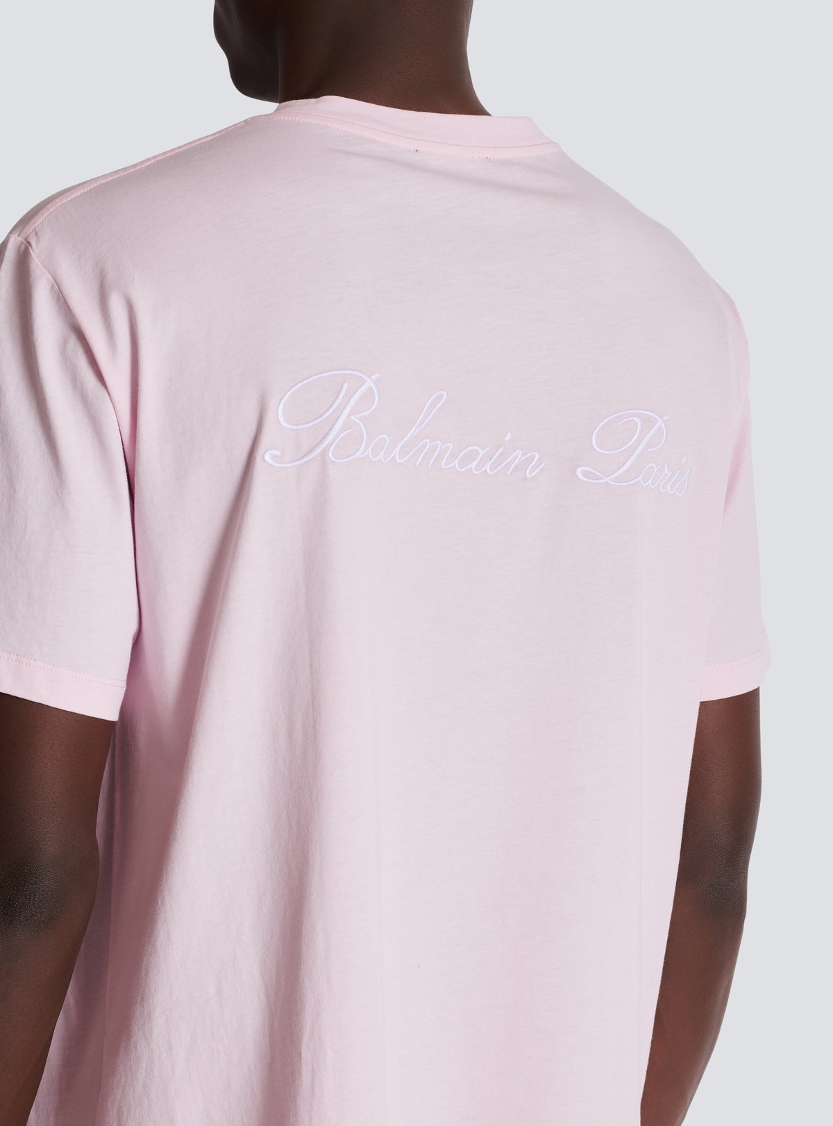 T-shirt ample avec broderie balmain signature - Rose Clair & Blanc