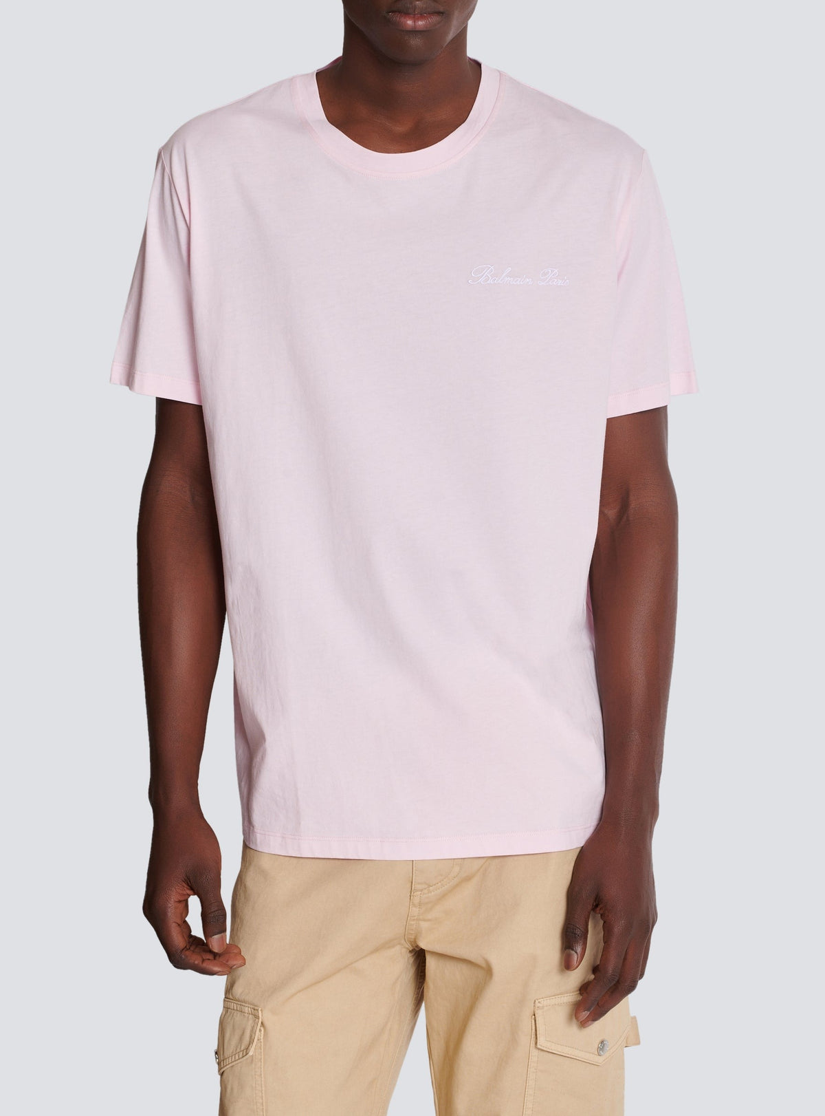 Oversized embroidered T-shirt - Light Pink & White