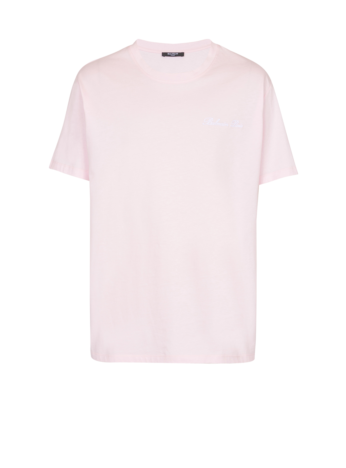 T-shirt ample avec broderie balmain signature - Rose Clair & Blanc
