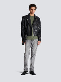 T-shirt ample avec broderie balmain signature - Kaki Clair & Blanc