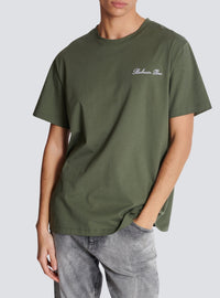 T-shirt ample à broderie - Kaki Clair & Blanc
