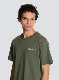 T-shirt ample avec broderie balmain signature - Kaki Clair & Blanc