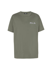 T-shirt ample à broderie - Kaki Clair & Blanc