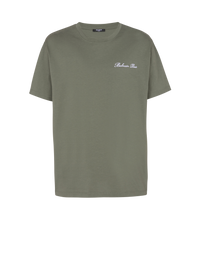 T-shirt ample avec broderie balmain signature - Kaki Clair & Blanc