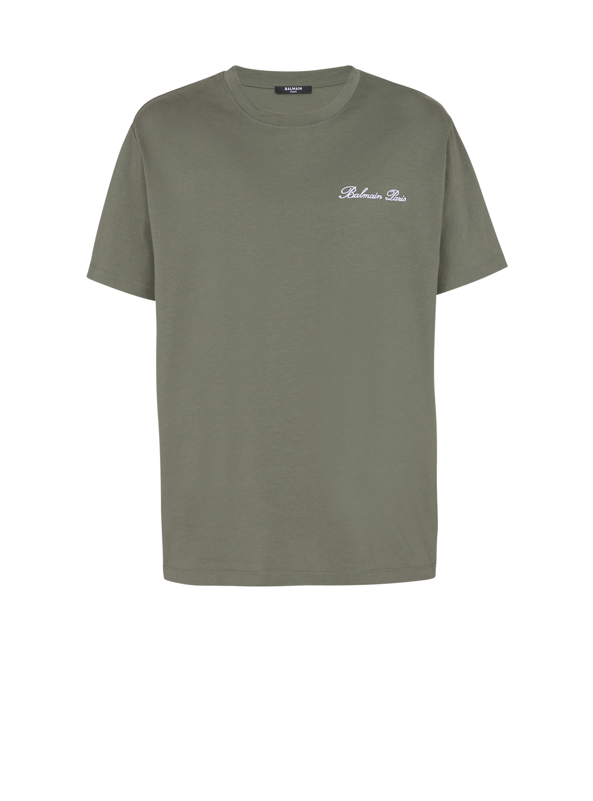 T-shirt ample avec broderie balmain signature - Kaki Clair & Blanc