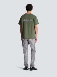 T-shirt ample avec broderie balmain signature - Kaki Clair & Blanc