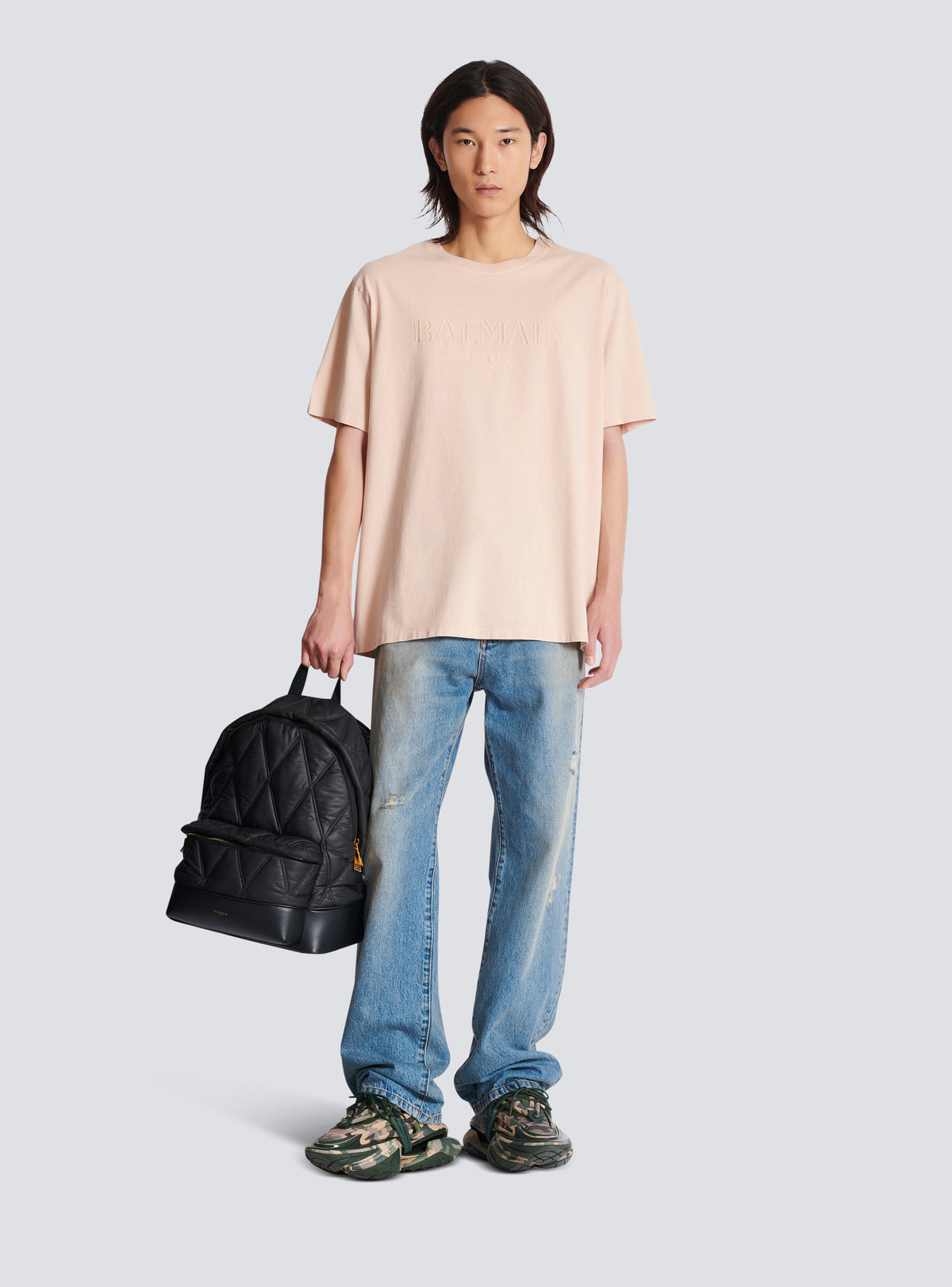 T-shirt ample avec broderie balmain vintage - Nude Clair & Nude Clair