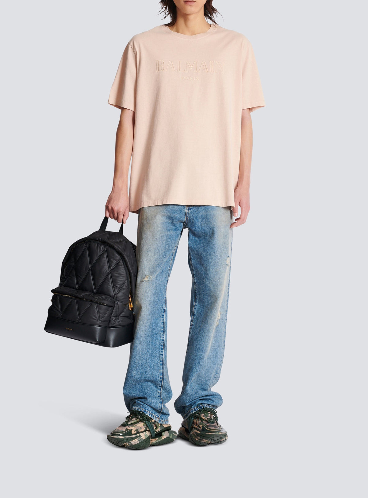 T-shirt ample à broderie - Nude Clair & Nude Clair