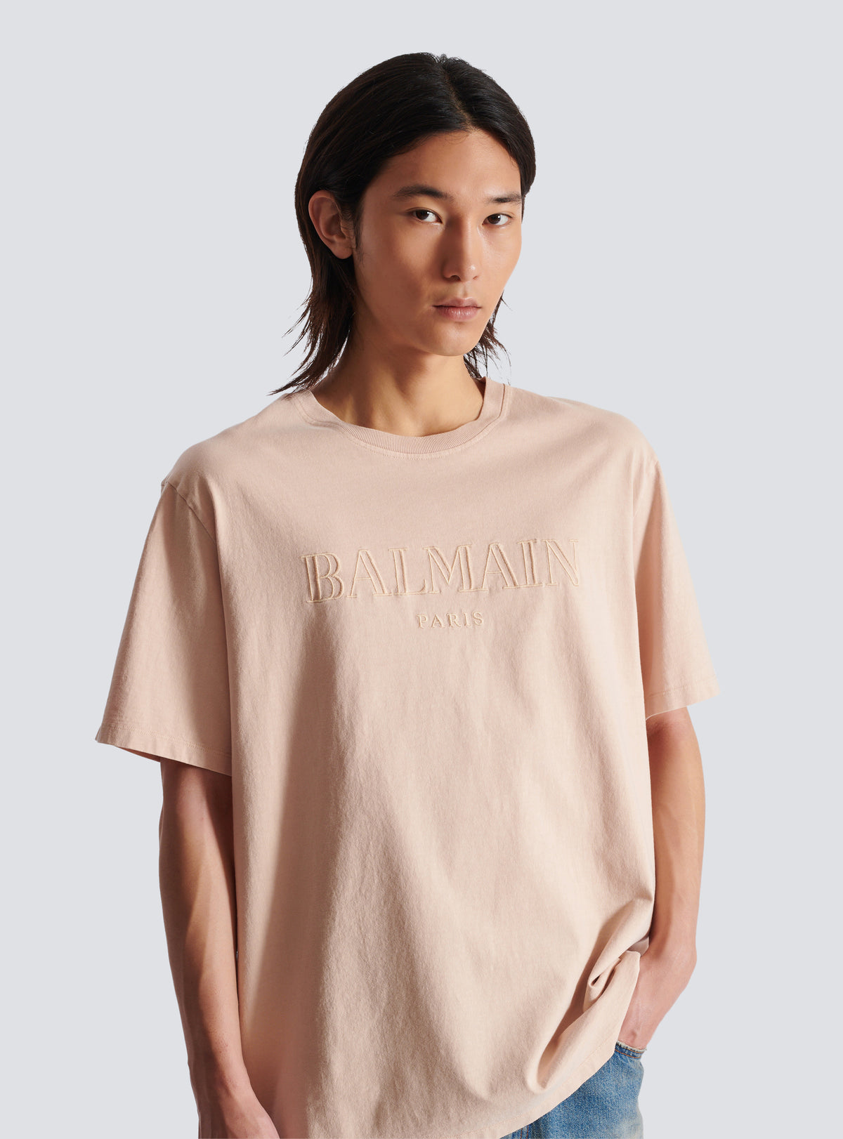 T-shirt ample avec broderie balmain vintage - Nude Clair & Nude Clair