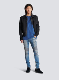 T-shirt ample avec broderie balmain vintage - Bleu & Bleu