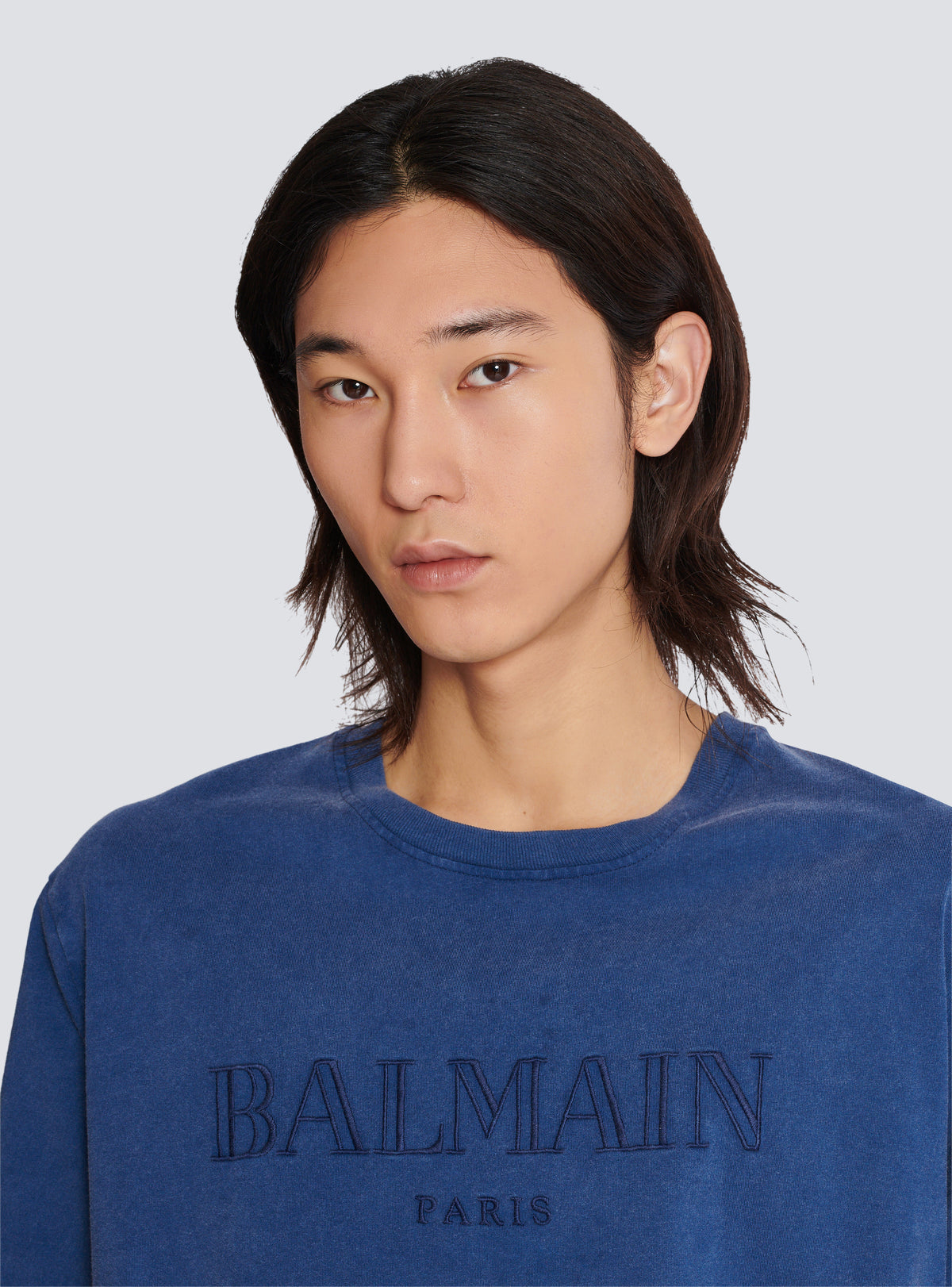 T-shirt ample avec broderie balmain vintage - Bleu & Bleu