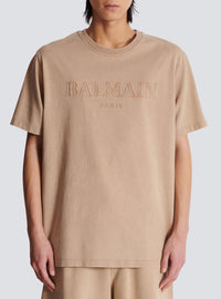 T-shirt ample avec broderie balmain vintage - Beige