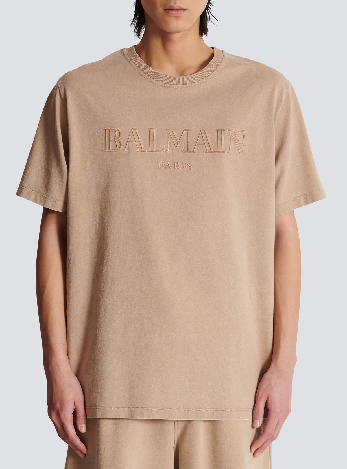 T-shirt ample avec broderie balmain vintage - Beige