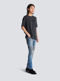 T-shirt ample avec broderie balmain vintage - Gris & Gris