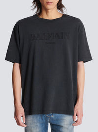 T-shirt ample avec broderie balmain vintage - Gris & Gris