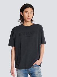 T-shirt ample avec broderie balmain vintage - Gris & Gris