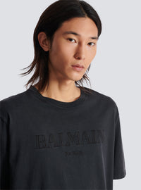 T-shirt ample avec broderie balmain vintage - Gris & Gris