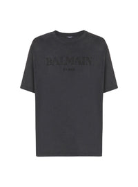 T-shirt ample avec broderie balmain vintage - Gris & Gris