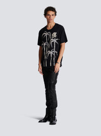 T-shirt brodé palmier - Noir & Cristal