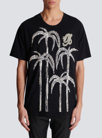 T-shirt brodé palmier - Noir & Cristal
