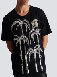 T-shirt brodé palmier - Noir & Cristal