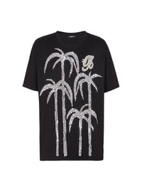 T-shirt brodé palmier - Noir & Cristal