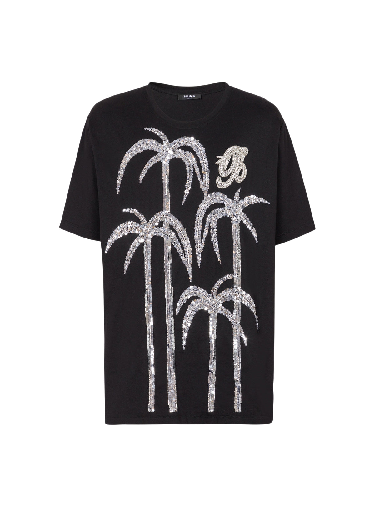 T-shirt brodé palmier - Noir & Cristal