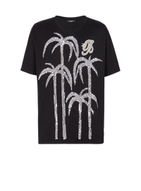 T-shirt brodé palmier - Noir & Cristal