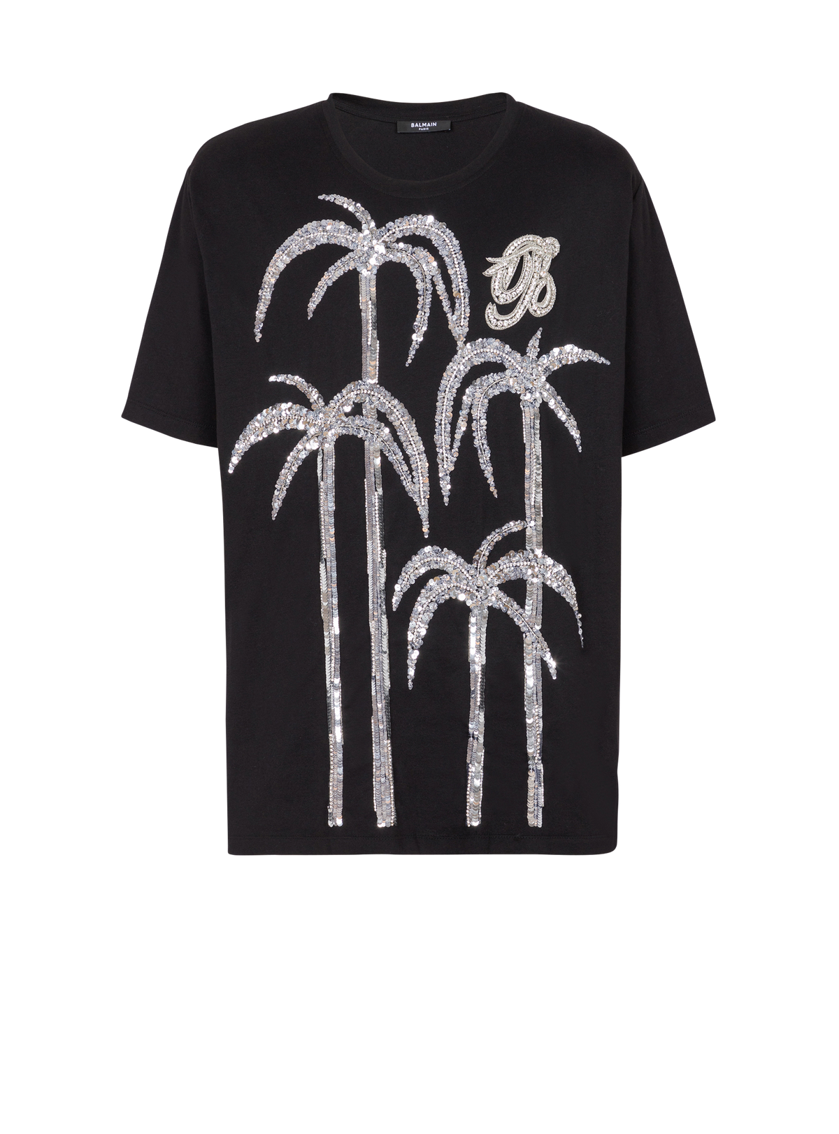 T-shirt brodé palmier - Noir & Cristal