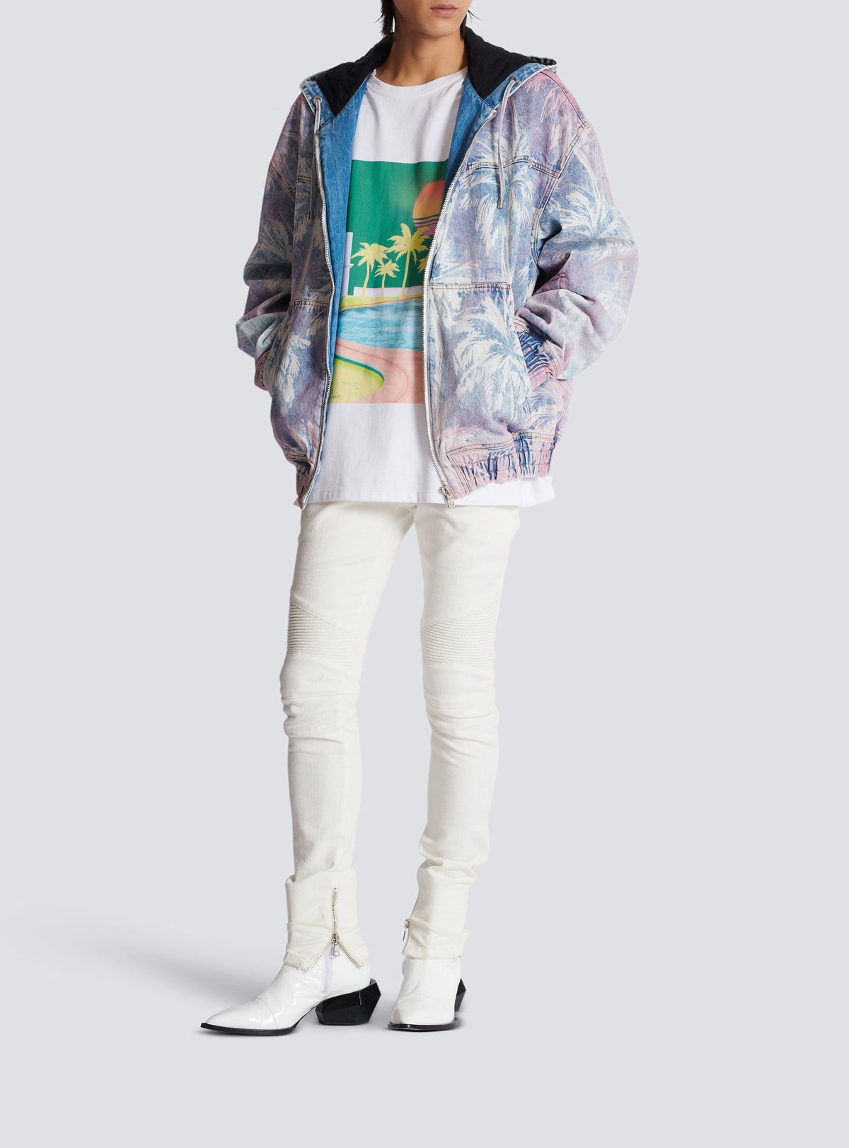 Oversized postcard print T-shirt - Multicolor