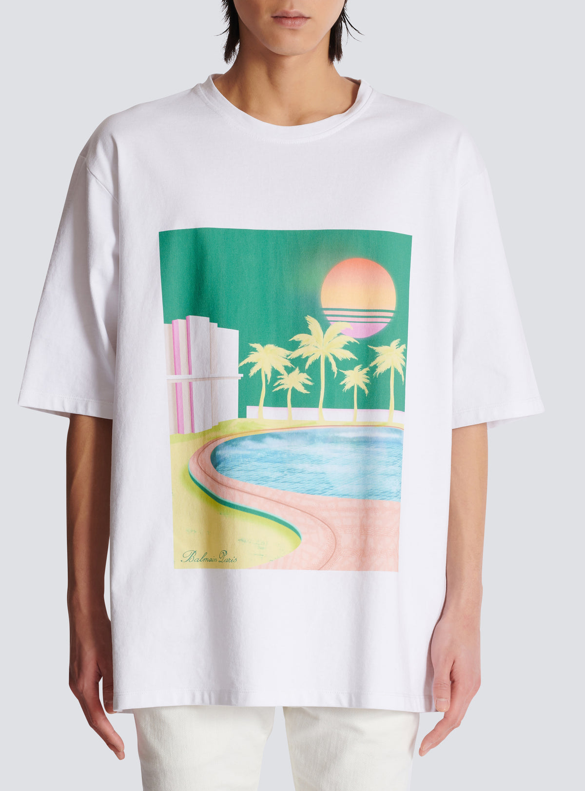 T-shirt ample imprimé balmain postcard - Multicolore