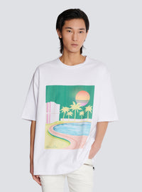 T-shirt ample imprimé balmain postcard - Multicolore