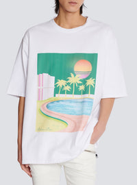 Oversized postcard print T-shirt - Multicolor