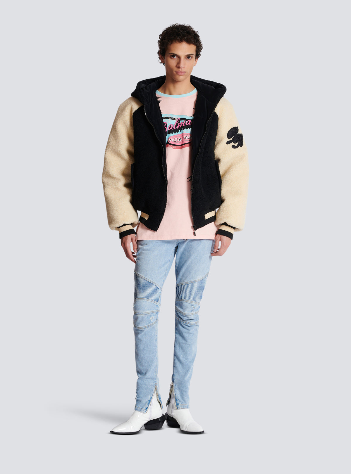 T-shirt ample imprimé miami balmain - Saumon &  Bleu Ciel & Multicolore