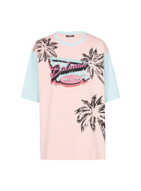 T-shirt ample imprimé miami - Saumon & Bleu Ciel & Multicolore