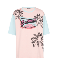 T-shirt ample imprimé miami balmain - Saumon &  Bleu Ciel & Multicolore