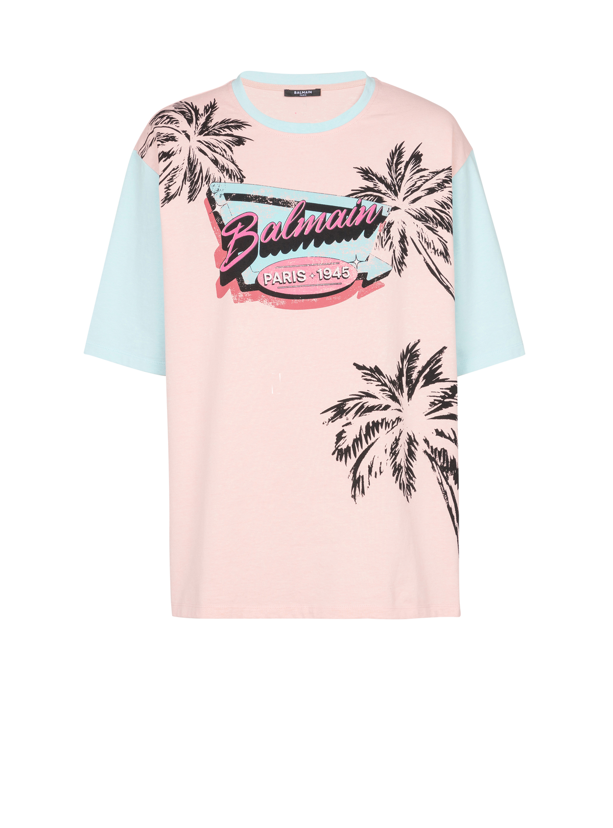 T-shirt ample imprimé miami balmain - Saumon &  Bleu Ciel & Multicolore