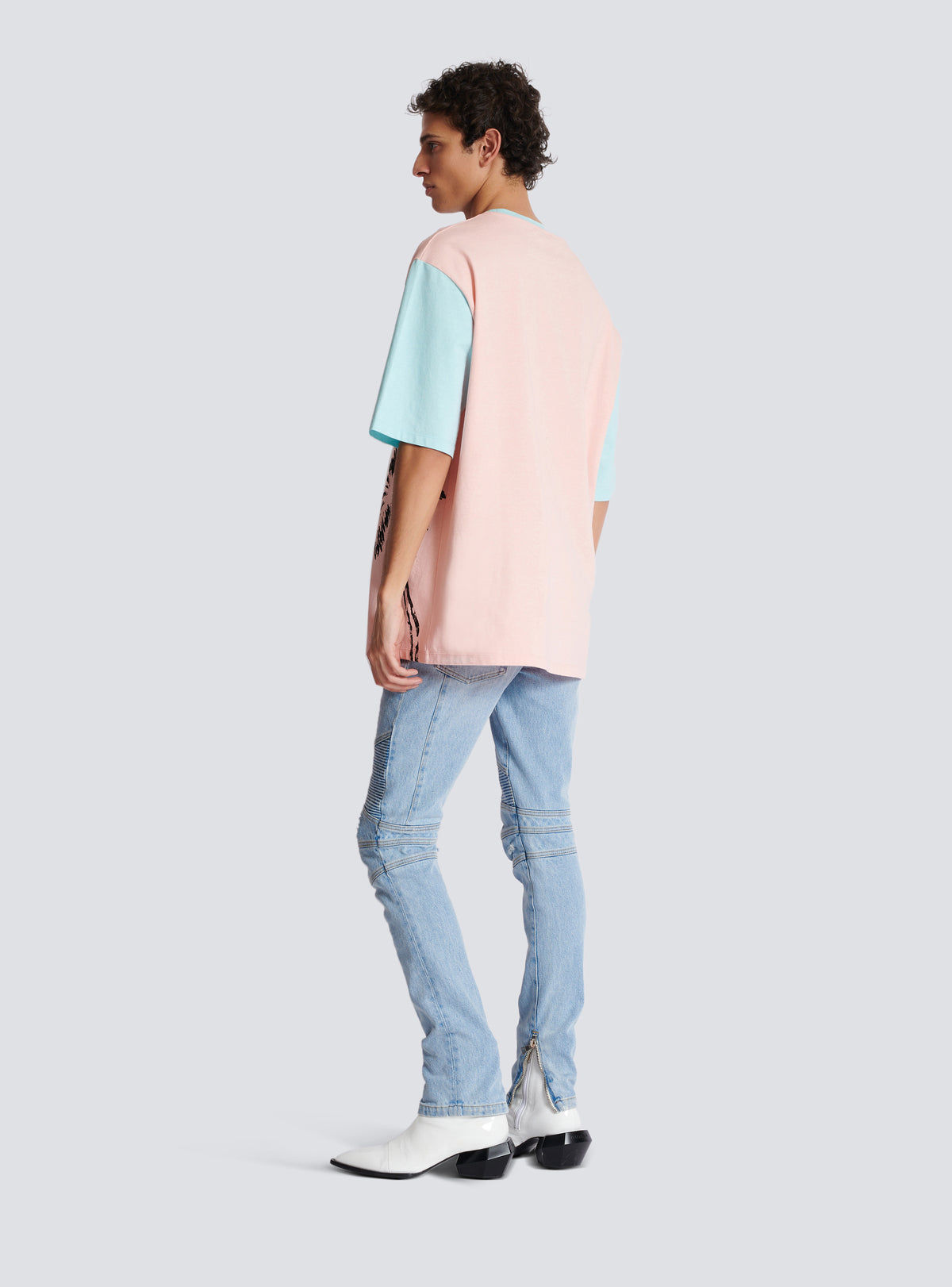 T-shirt ample imprimé miami balmain - Saumon &  Bleu Ciel & Multicolore