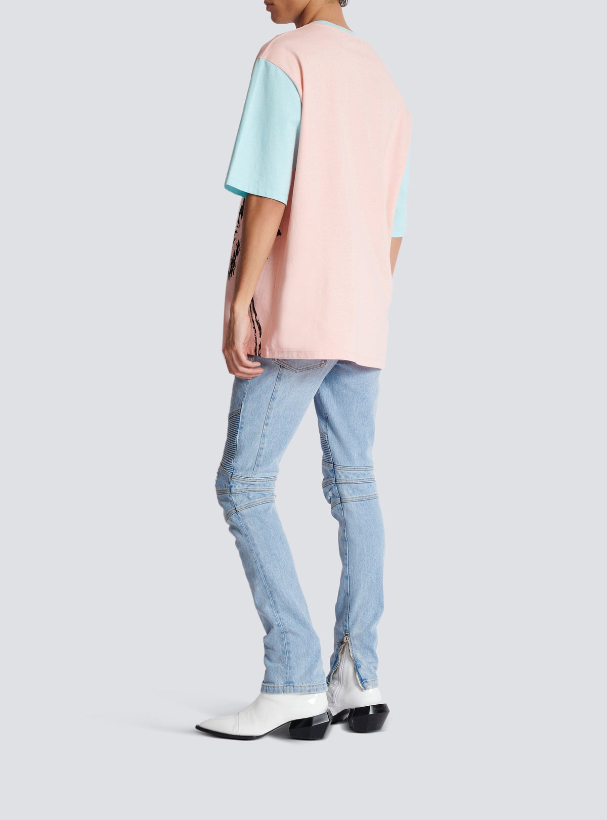 T-shirt ample imprimé miami - Saumon & Bleu Ciel & Multicolore