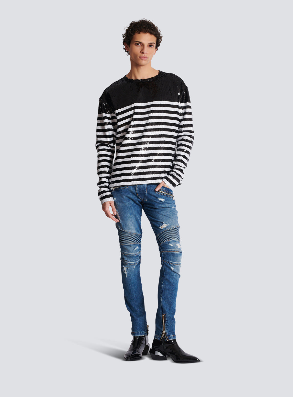 Haut mariniere rayé brodé - Noir & Blanc