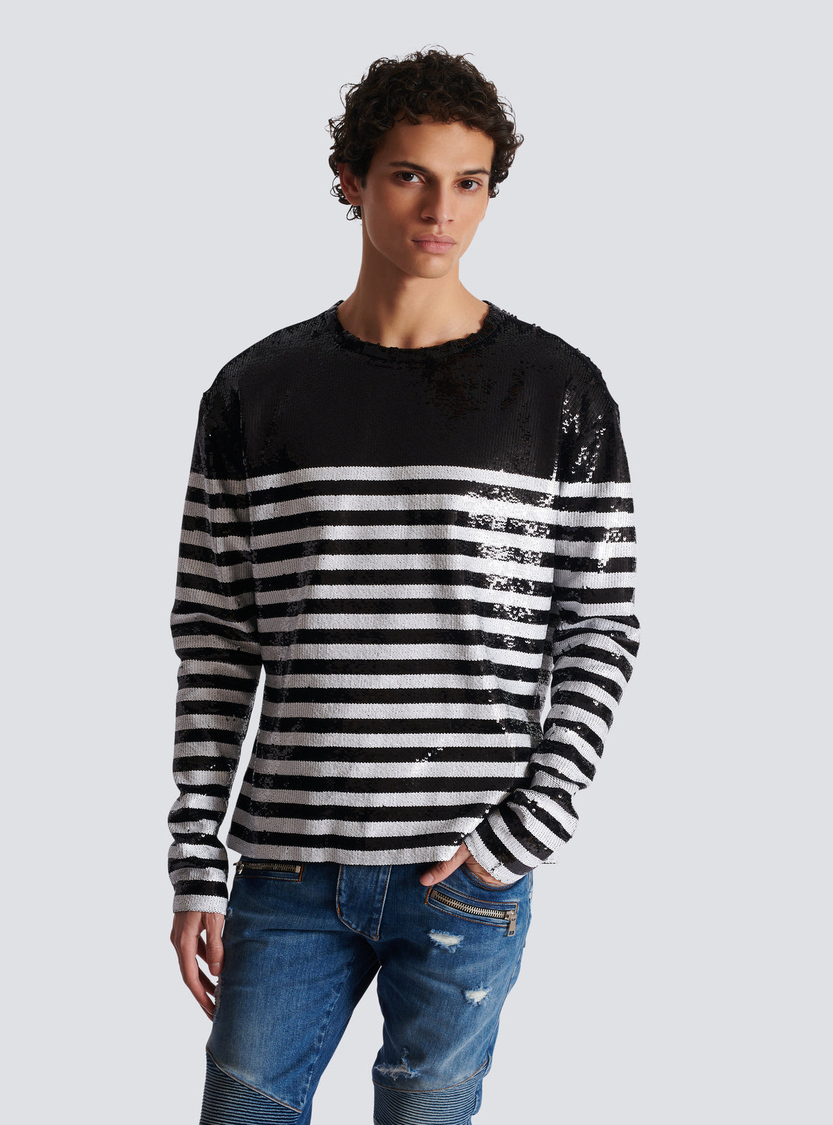 Haut mariniere rayé brodé - Noir & Blanc