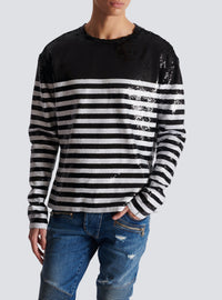 Top marinière en soie - Noir & Blanc