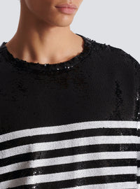 Top marinière en soie - Noir & Blanc