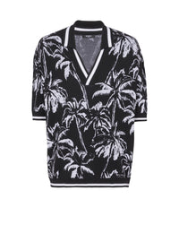 Polo à manches courtes en laine - Noir & Blanc