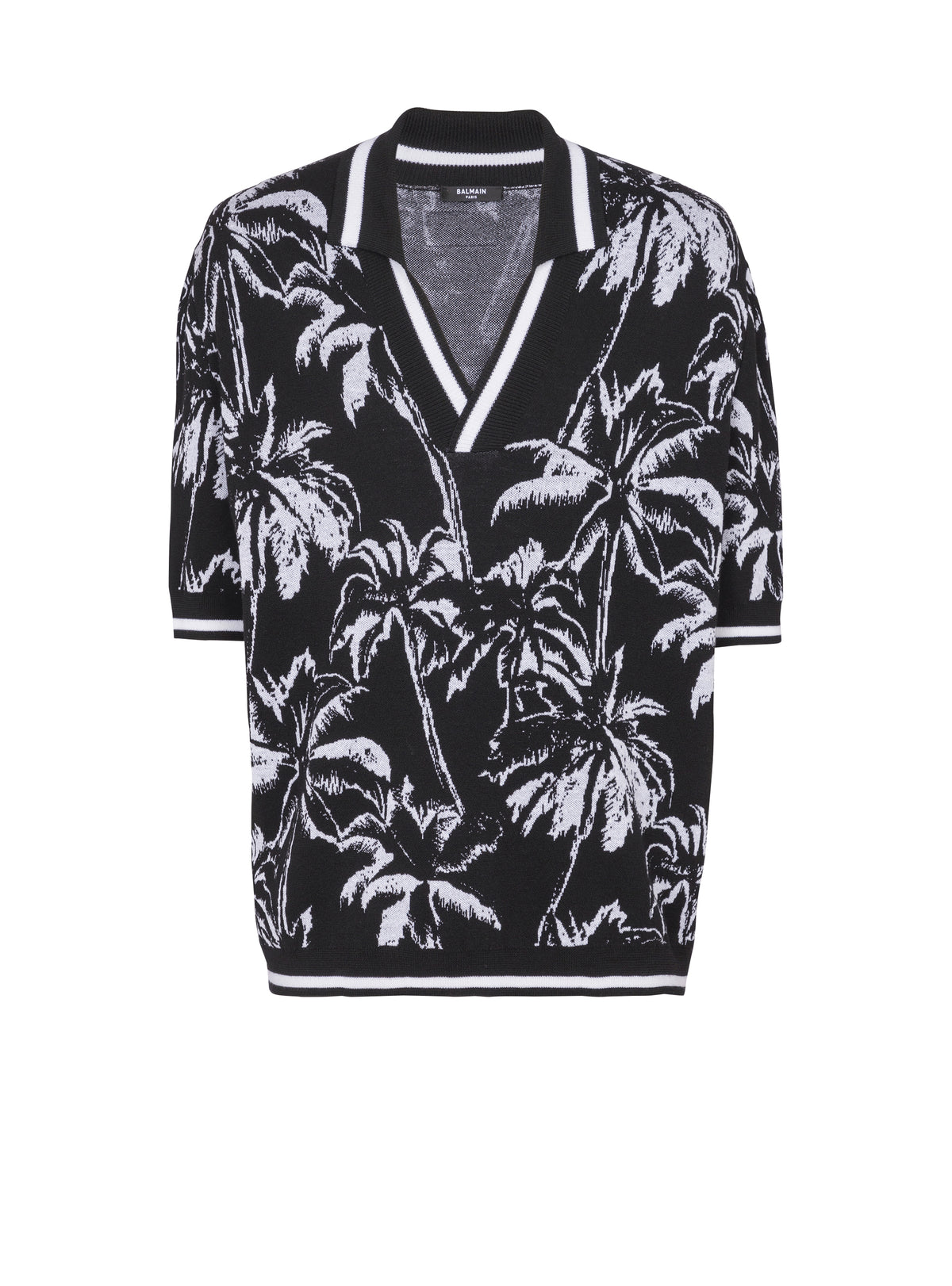 Polo à manches courtes en laine - Noir & Blanc